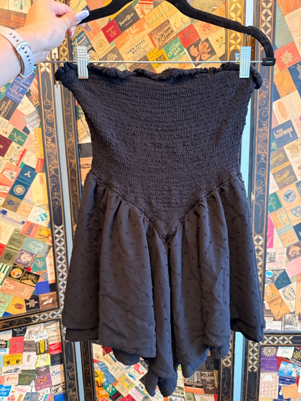 Princess Polly Black Strapless Smocked Romper